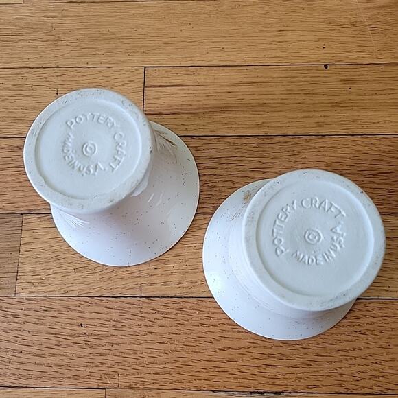 Vintage 70s Pottery Craft Speckled Wheat Pattern Flared Cups Glazed MCM Prairie - Picture 5 of 10